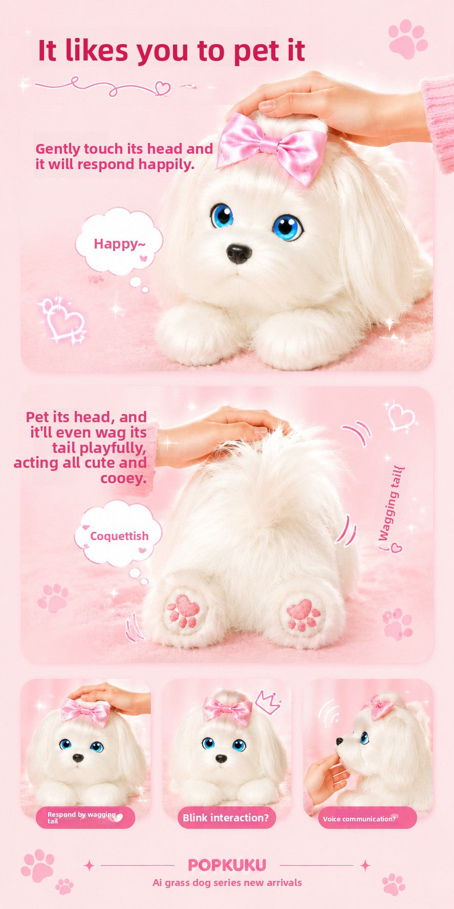 Cross-border intelligent AI plush scrawled dog doll girlfriends give gifts to classmates early education emotional dialogue interactive toys