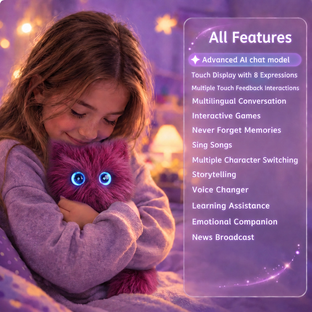 AI Smart Plush Cat – Talking Companion with Memory & 3-in-1 Design