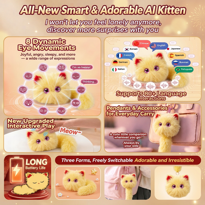 AI Smart Plush Cat – Talking Companion with Memory & 3-in-1 Design