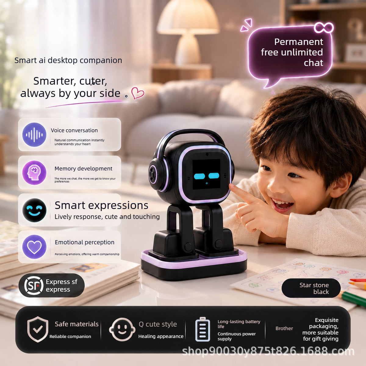 UPGRADED AI Robot Pet – Smart Desktop Companion with Camera & Voice